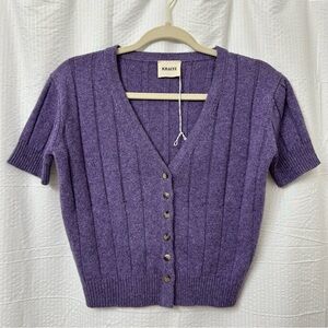 KHAITE Maryam Cropped Short-Sleeve Cashmere Cardigan XS like new